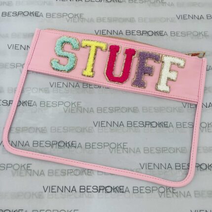 Pre-Made Light Pink Clear Pouch “STUFF”