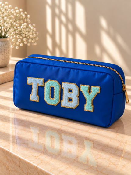 Royal Blue Small Pouch with "TOBY" Personalisation